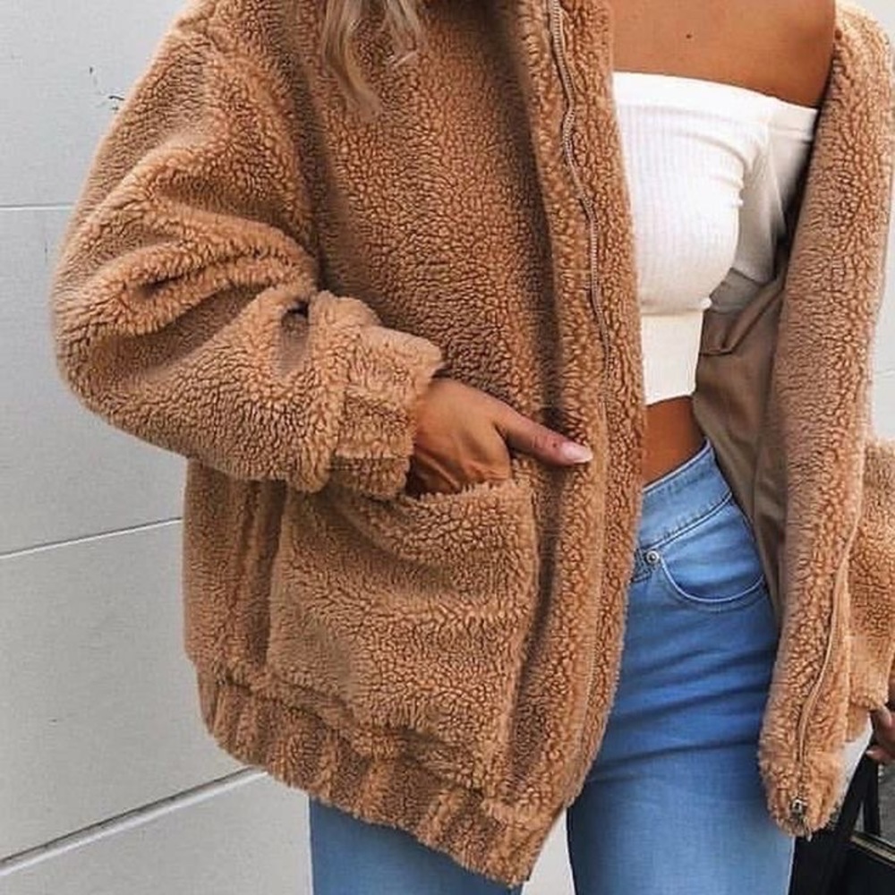 Oak & Ivy Sherpa oversized teddy jacket - Picture 4 of 5